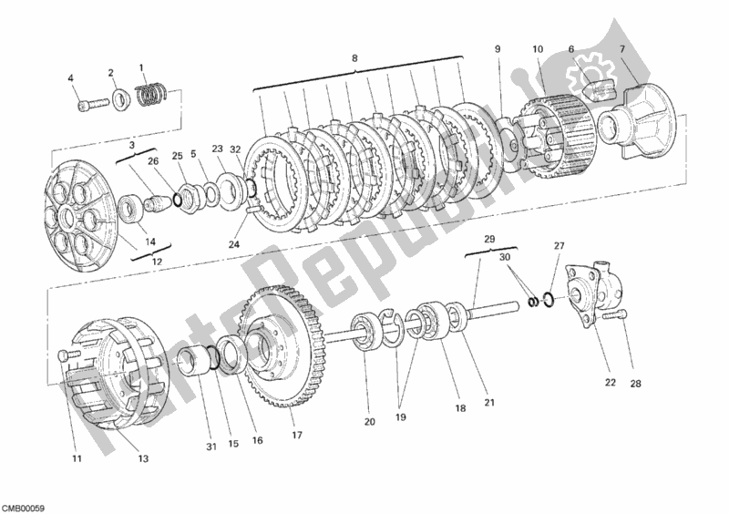 Toutes les pièces pour le Embrayage du Ducati Monster S2R 1000 USA 2008